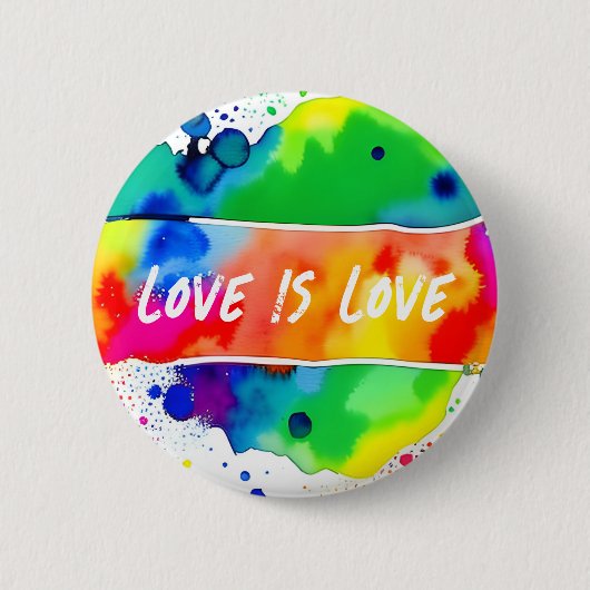 Gay Pride Rainbow Liebe ist Liebe Button (Vorderseite)