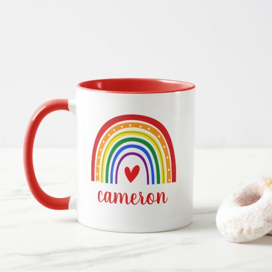 Gay Pride Rainbow Personalisiert Tasse (Mit Donut)