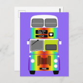 Gay Pride Rainbow Rettro Doppeldecker Bus Postkarte (Vorne/Hinten)