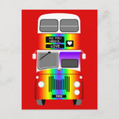 Gay Pride Rainbow Rettro Doppeldecker Bus Postkarte (Vorderseite)