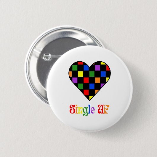 Gay Pride Rainbow Single Af Valentines Day Sarcas Button (Vorne & Hinten)