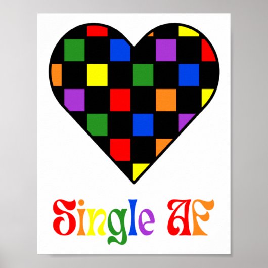 Gay Pride Rainbow Single Af Valentines Day Sarcas  Poster (Vorne)