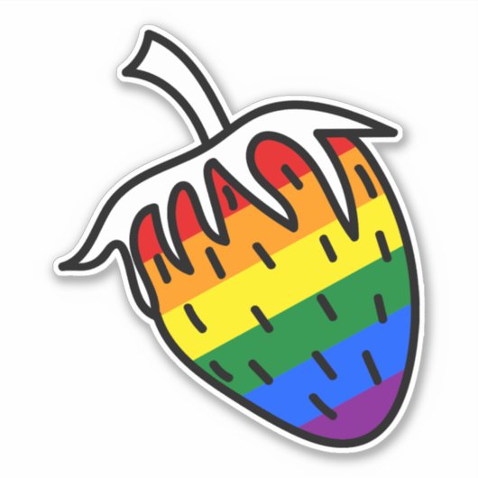 Gay Pride | Rainbow Strawberry Aufkleber (Vorderseite)