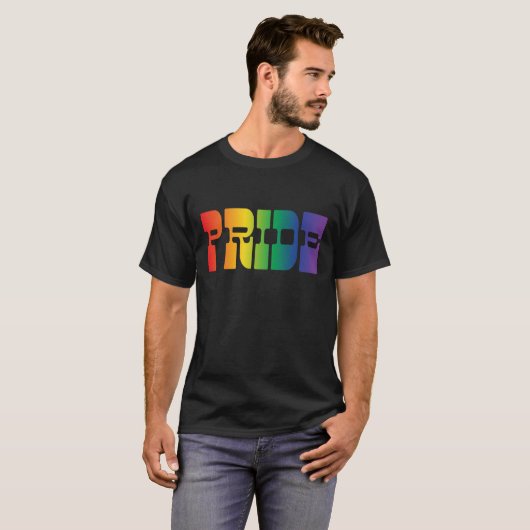 Gay Pride Rainbow Text T - Shirt (Vorne ganz)