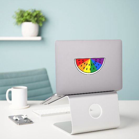 Gay Pride | Rainbow Watermelon Aufkleber (Laptop auf Schreibtisch)