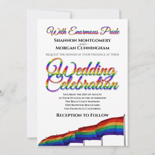 Gay Pride Rainbow Wedding Einladung (Vorderseite)