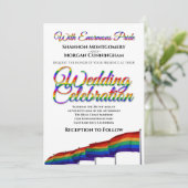 Gay Pride Rainbow Wedding Einladung (Stehend Vorderseite)