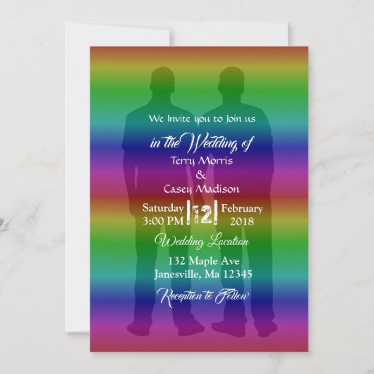 Gay Pride Rainbow Wedding Einladungen (Vorderseite)