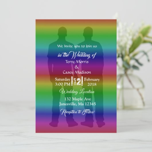 Gay Pride Rainbow Wedding Einladungen (Stehend Vorderseite)
