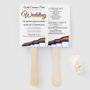 Gay Pride Rainbow Wedding Fans mit Programm Fächer