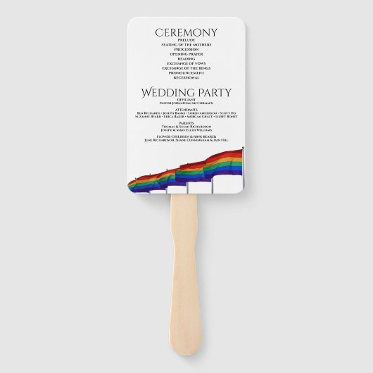 Gay Pride Rainbow Wedding Fans mit Programm Fächer (Rückseite)