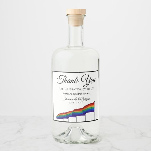 Gay Pride Rainbow Wedding Liquor Flasche Etikett (Vorderseite)