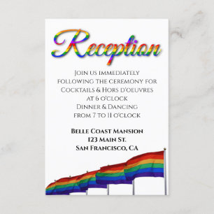 Gay Pride Rainbow Wedding Reception Enclosure Card Begleitkarte