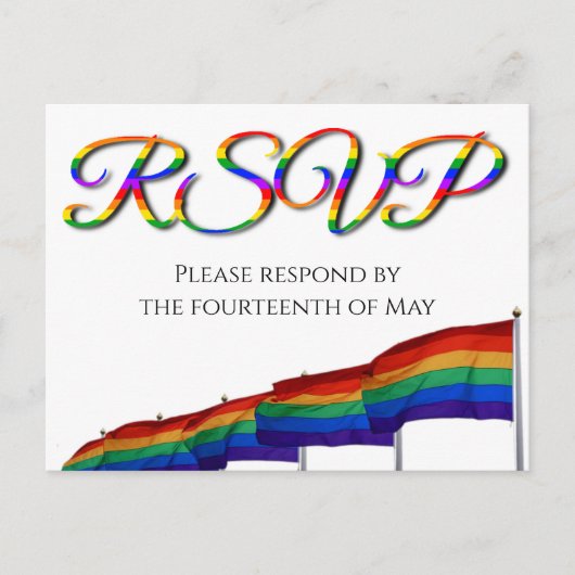Gay Pride Rainbow Wedding RSVP Postcard Postkarte (Vorderseite)