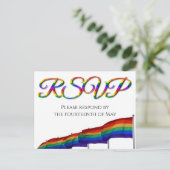 Gay Pride Rainbow Wedding RSVP Postcard Postkarte (Stehend Vorderseite)
