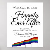 Gay Pride Rainbow Wedding Willkommenszeichen Poster (Vorne)