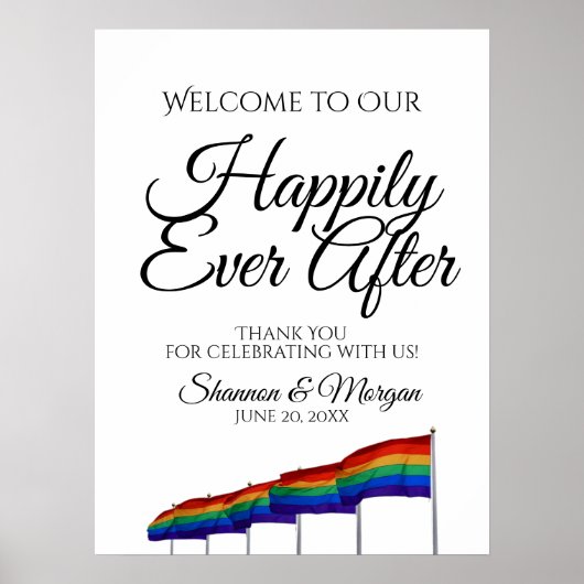 Gay Pride Rainbow Wedding Willkommenszeichen Poster (Vorne)