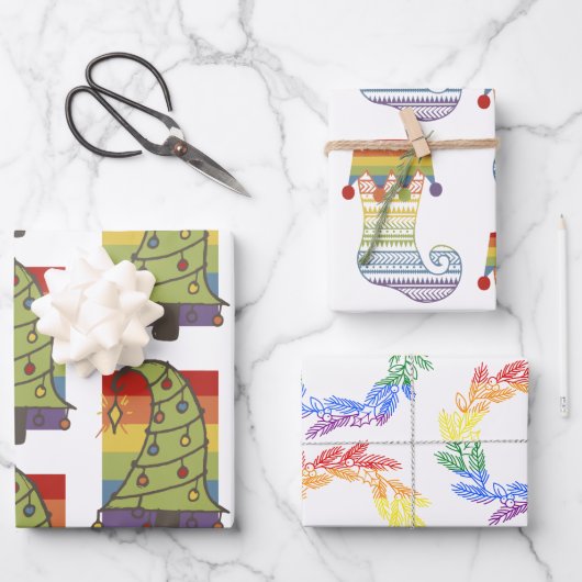 Gay Pride Rainbow Weihnachten Geschenkpapier Set (Vorderseite)