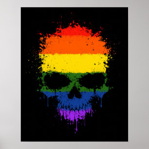 Gay Pride-Regenbogen-Bratenfett-Spritzer-Schädel Poster