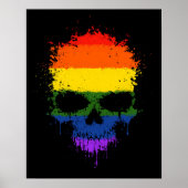 Gay Pride Regenbogen Drilling Spritzer Skull Poster (Vorne)