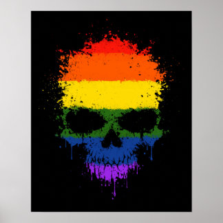 Gay Pride Regenbogen Drilling Spritzer Skull Poster