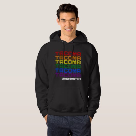 Gay Pride-Regenbogen-Flaggen-Stadt Tacomas Hoodie (Vorne ganz)