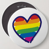 Gay Pride-Regenbogen-Flaggenherz Button (Vorne & Hinten)