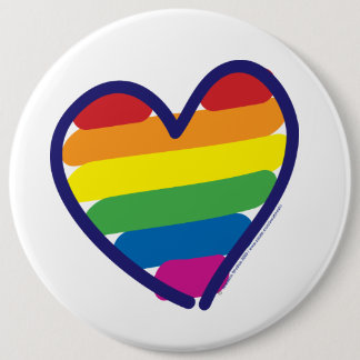 Gay Pride-Regenbogen-Flaggenherz Button