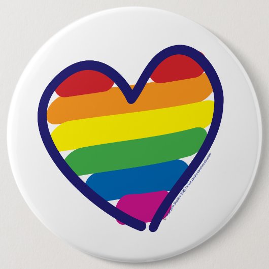 Gay Pride-Regenbogen-Flaggenherz Button (Vorderseite)