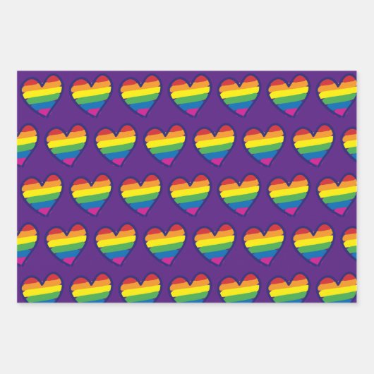 Gay Pride-Regenbogen-Flaggenherz Geschenkpapier Set (Vorderseite)