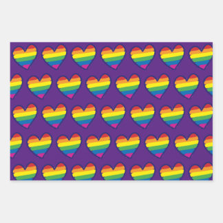 Gay Pride-Regenbogen-Flaggenherz Geschenkpapier Set