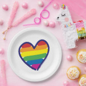 Gay Pride-Regenbogen-Flaggenherz Pappteller (Party)
