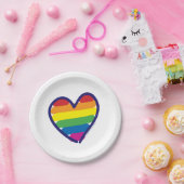 Gay Pride-Regenbogen-Flaggenherz Pappteller (Party)