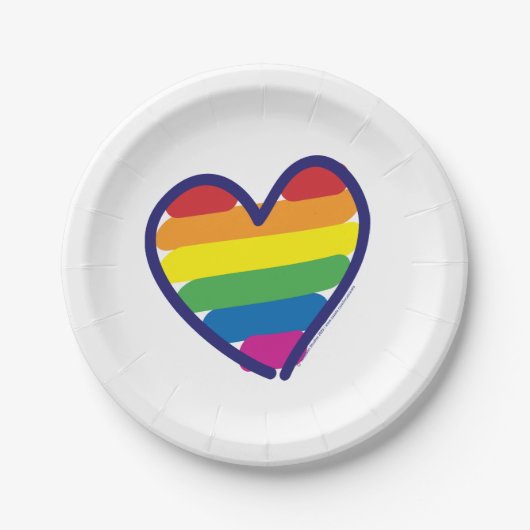 Gay Pride-Regenbogen-Flaggenherz Pappteller (Vorderseite)