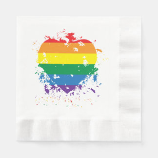 Gay Pride-Regenbogen-Flaggenherz Serviette