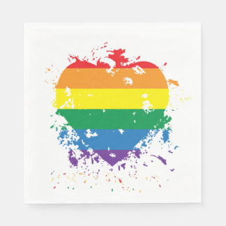 Gay Pride-Regenbogen-Flaggenherz Serviette