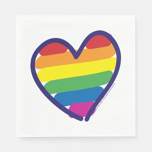 Gay Pride-Regenbogen-Flaggenherz Serviette (Vorderseite)