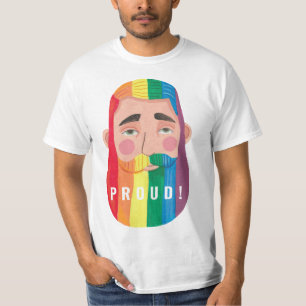 Gay Pride Regenbogen Geschlechterflaggen Bart Männ T-Shirt