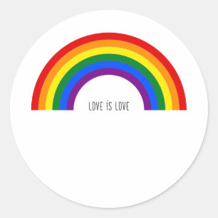 Gay Pride Regenbogen. Liebe ist Liebe. Runder Aufkleber