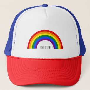 Gay Pride Regenbogen. Liebe ist Liebe. Truckerkappe