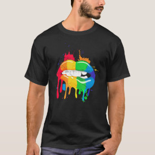 Gay Pride Regenbogen Monat Küssen Lippen Proud L T-Shirt
