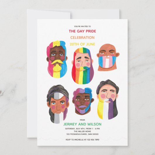 Gay Pride Regenbogen-Party Einladung (Vorderseite)