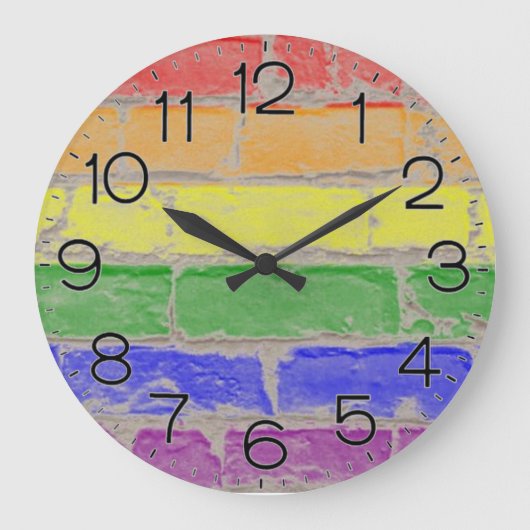Gay Pride-/Regenbogenfarben Brillenwand Design 2 Große Wanduhr (Vorderseite)