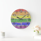 Gay Pride-/Regenbogenfarben Brillenwand Design 2 Große Wanduhr (Zuhause)