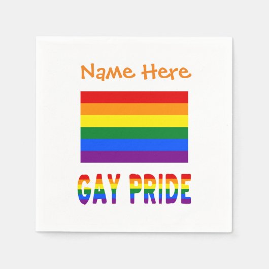 Gay Pride-Regenbogenfarben Orange Personalisierung Serviette (Vorderseite)