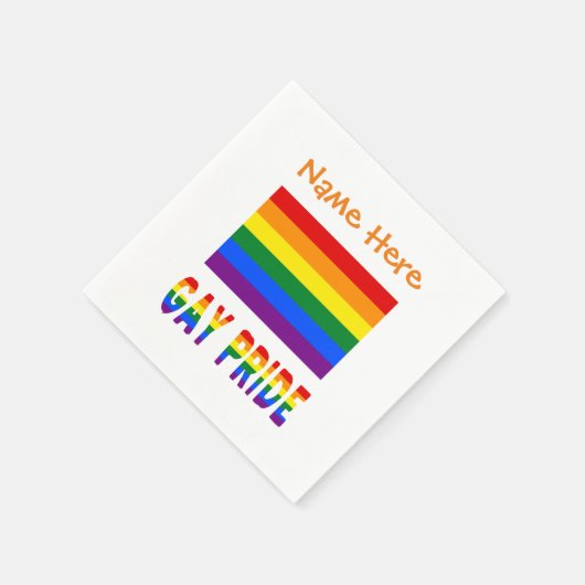 Gay Pride-Regenbogenfarben Orange Personalisierung Serviette (Ecke)
