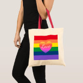 Gay Pride-Regenbogenflagge farbenfrohe LGBTQ Tragetasche (Vorderseite (Produkt))