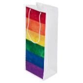 Gay Pride-Regenbogenflagge Geschenktüte Für Weinflaschen (Vorderseite Schrägansicht)