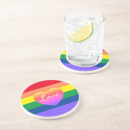 Gay Pride-Regenbogenflagge Herzstück LGBTQ Getränkeuntersetzer