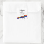 Gay Pride-Regenbogenflagge Hochzeitskleber Quadratischer Aufkleber (Tasche)